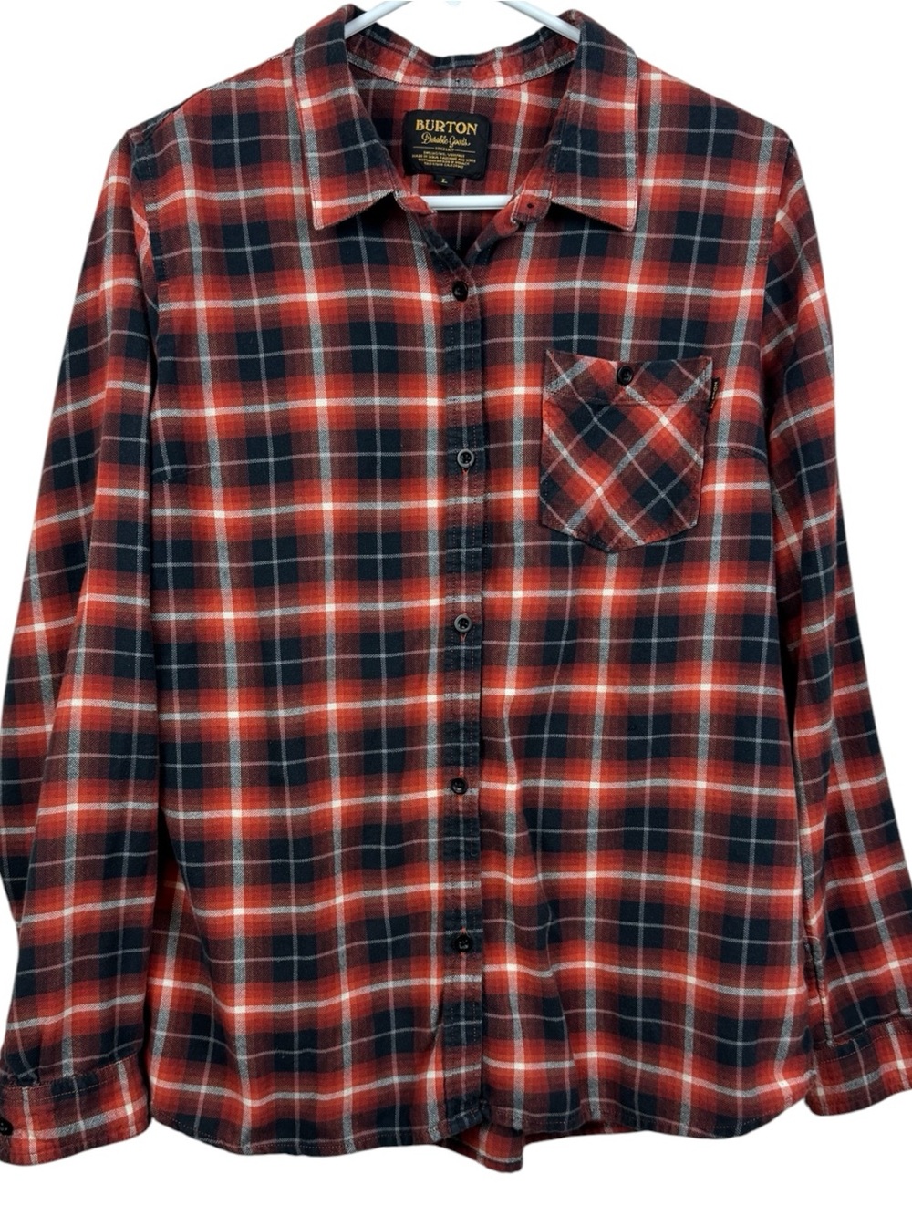 Burton Grace Long Sleeve Flannel Button Down Pleated Back Shirt L